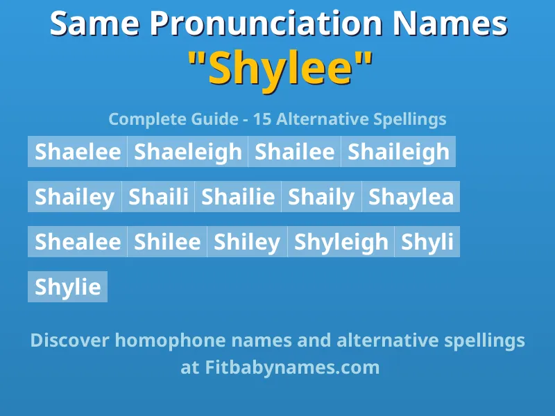 Infographic: Shylee same pronunciation names, similar names, and homophone names
