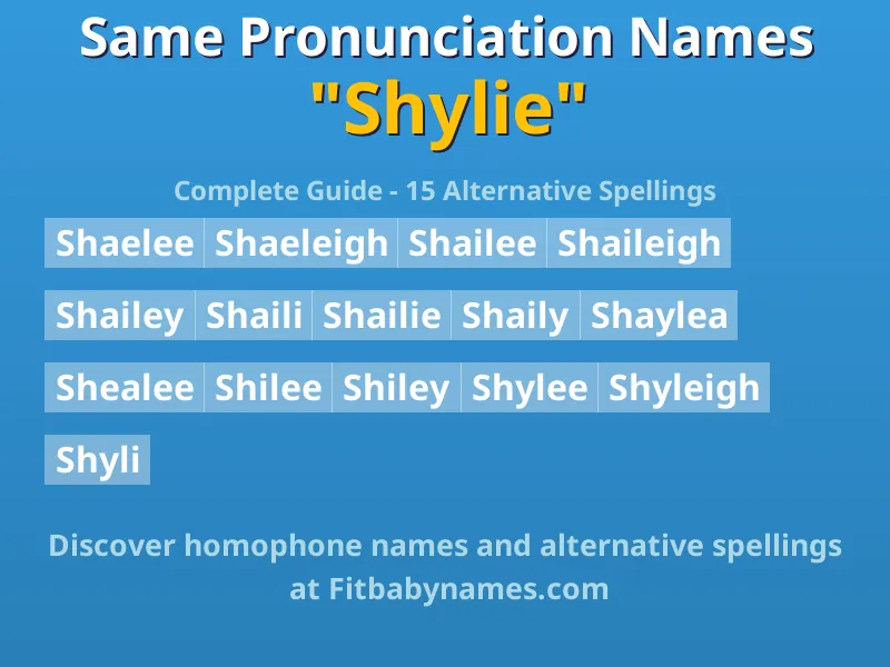 Infographic: Shylie same pronunciation names, similar names, and homophone names