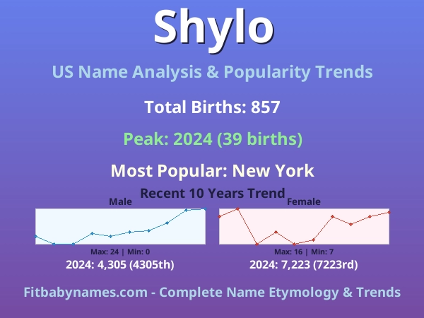 Infographic: Shylo name meaning, origin, and popularity trends in the United States (US baby name analysis chart)