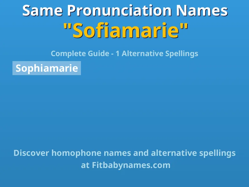 Infographic: Sofiamarie same pronunciation names, similar names, and homophone names