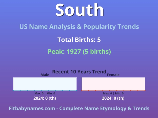 Infographic: South name meaning, origin, and popularity trends in the United States (US baby name analysis chart)