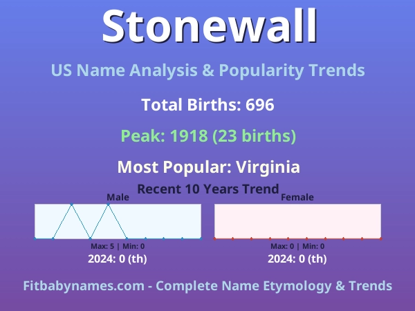 Infographic: Stonewall name meaning, origin, and popularity trends in the United States (US baby name analysis chart)