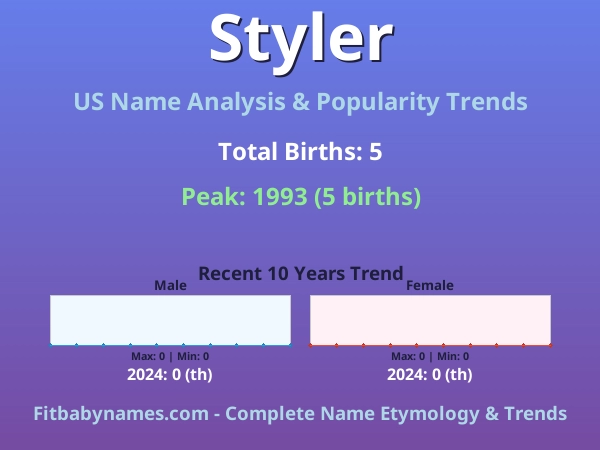 Infographic: Styler name meaning, origin, and popularity trends in the United States (US baby name analysis chart)