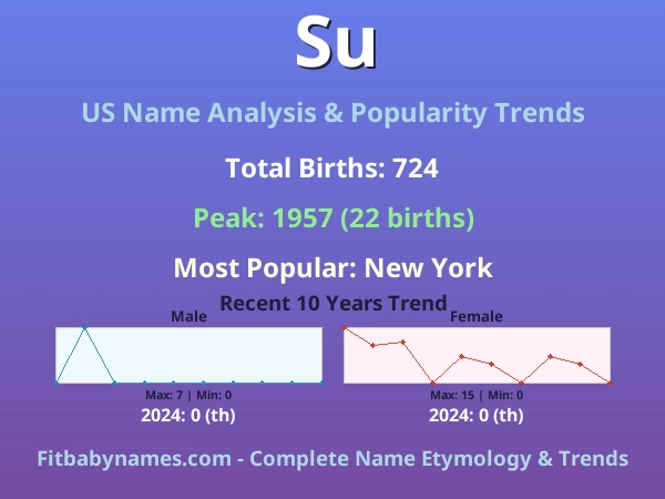 Infographic: Su name meaning, origin, and popularity trends in the United States (US baby name analysis chart)