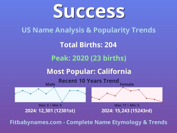 Infographic: Success name meaning, origin, and popularity trends in the United States (US baby name analysis chart)