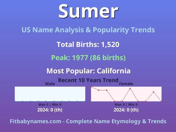 Infographic: Sumer name meaning, origin, and popularity trends in the United States (US baby name analysis chart)
