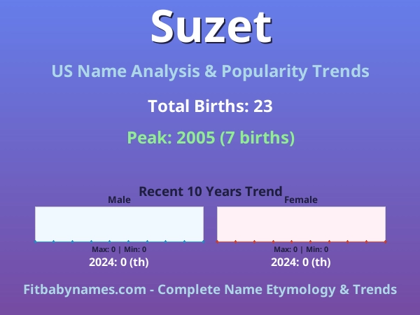 Infographic: Suzet name meaning, origin, and popularity trends in the United States (US baby name analysis chart)