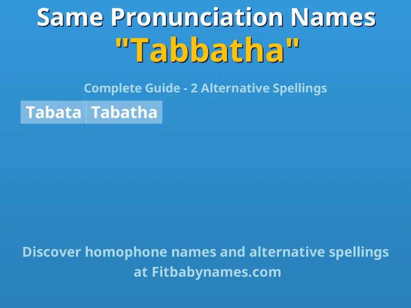 Infographic: Tabbatha same pronunciation names, similar names, and homophone names
