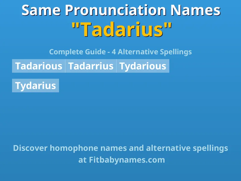 Infographic: Tadarius same pronunciation names, similar names, and homophone names