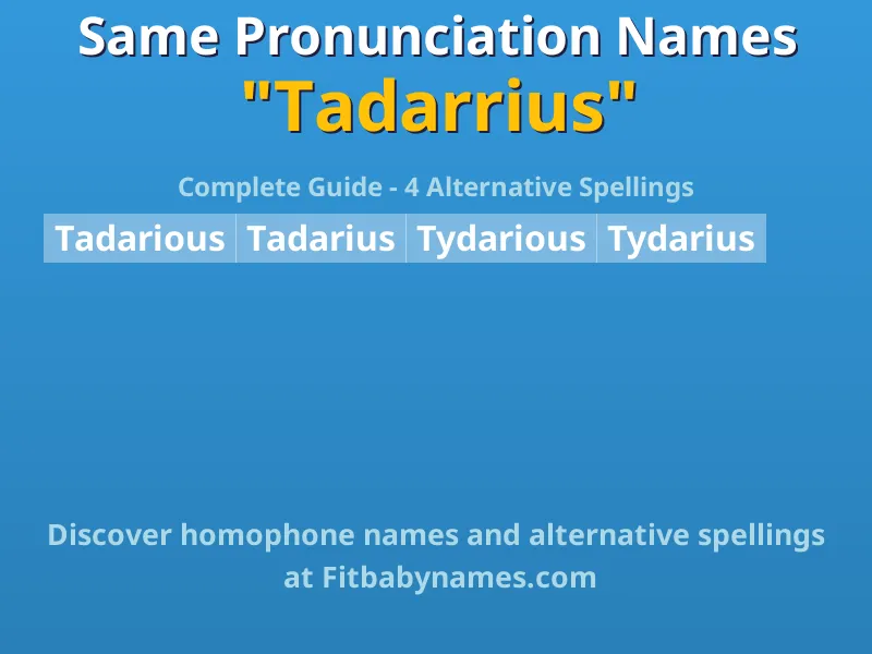 Infographic: Tadarrius same pronunciation names, similar names, and homophone names