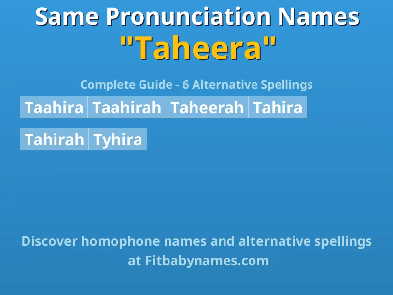 Infographic: Taheera same pronunciation names, similar names, and homophone names