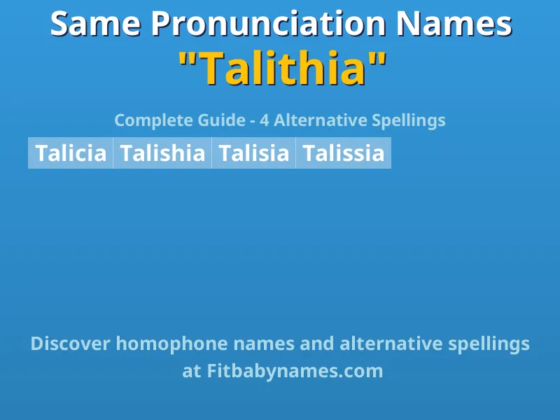 Infographic: Talithia same pronunciation names, similar names, and homophone names