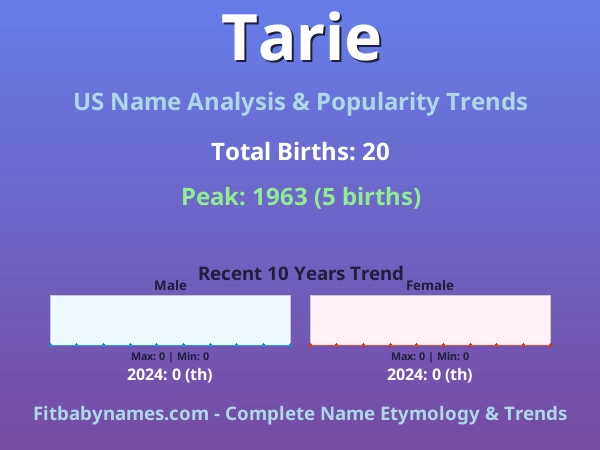 Infographic: Tarie name meaning, origin, and popularity trends in the United States (US baby name analysis chart)
