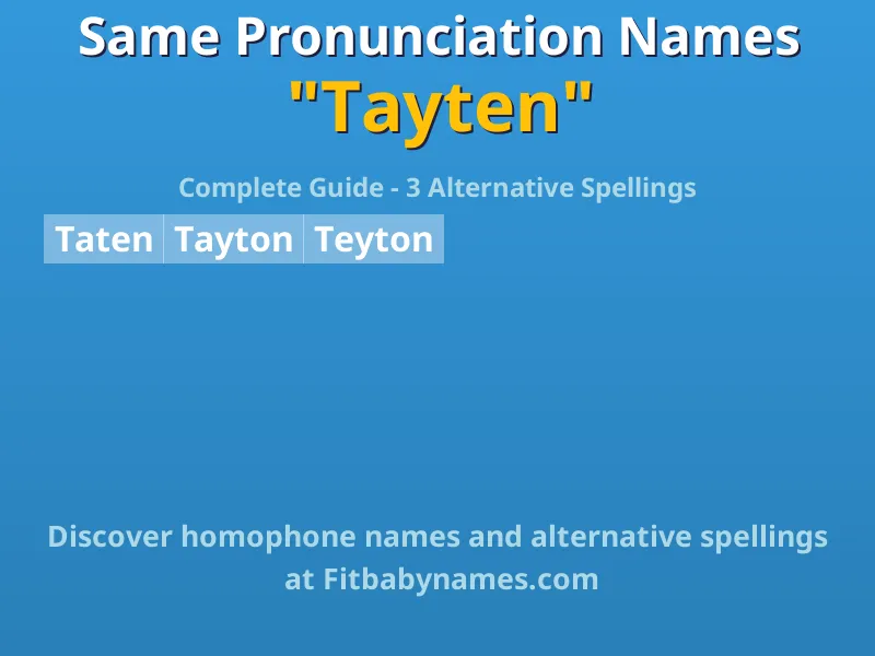 Infographic: Tayten same pronunciation names, similar names, and homophone names