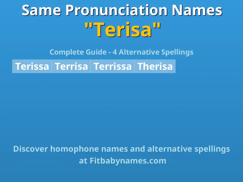 Infographic: Terisa same pronunciation names, similar names, and homophone names