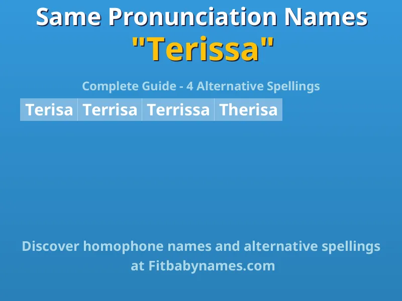 Infographic: Terissa same pronunciation names, similar names, and homophone names
