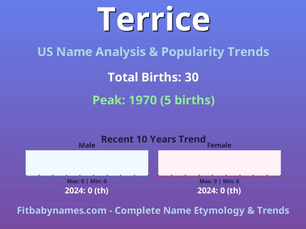 Infographic: Terrice name meaning, origin, and popularity trends in the United States (US baby name analysis chart)