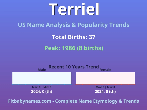 Infographic: Terriel name meaning, origin, and popularity trends in the United States (US baby name analysis chart)