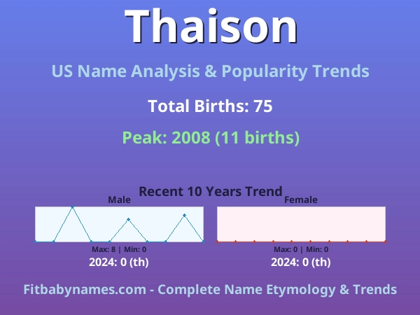 Infographic: Thaison name meaning, origin, and popularity trends in the United States (US baby name analysis chart)