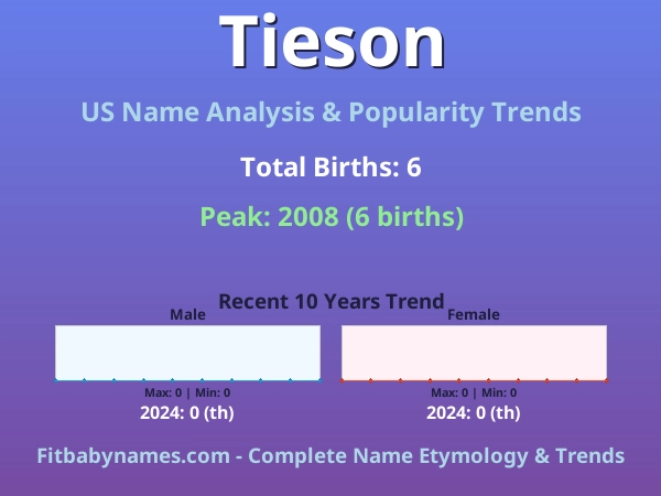 Infographic: Tieson name meaning, origin, and popularity trends in the United States (US baby name analysis chart)