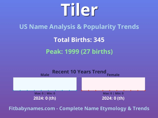 Infographic: Tiler name meaning, origin, and popularity trends in the United States (US baby name analysis chart)