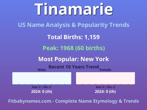Infographic: Tinamarie name meaning, origin, and popularity trends in the United States (US baby name analysis chart)