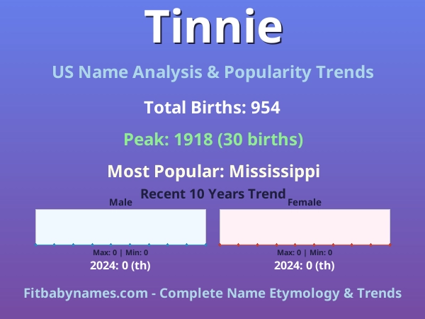 Infographic: Tinnie name meaning, origin, and popularity trends in the United States (US baby name analysis chart)