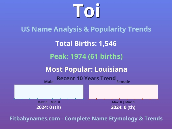 Infographic: Toi name meaning, origin, and popularity trends in the United States (US baby name analysis chart)