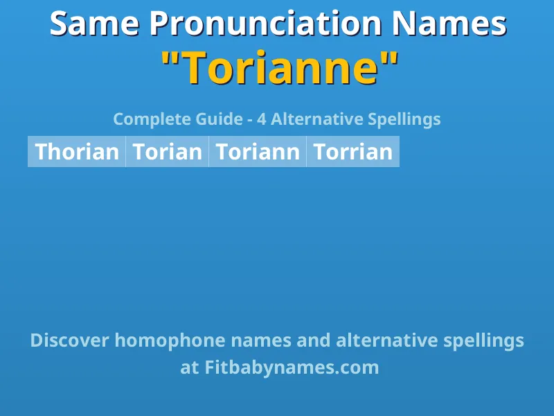 Infographic: Torianne same pronunciation names, similar names, and homophone names