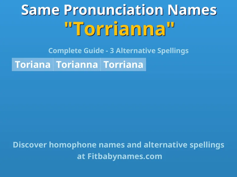 Infographic: Torrianna same pronunciation names, similar names, and homophone names