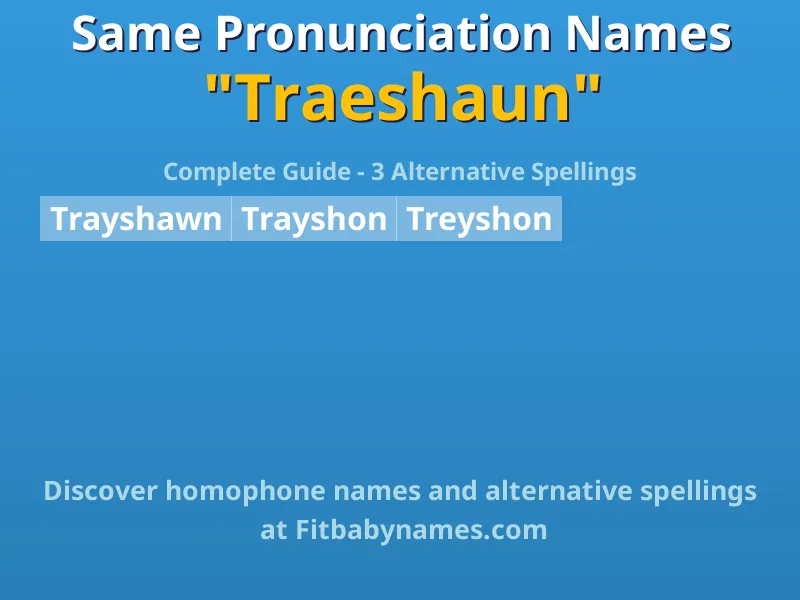 Infographic: Traeshaun same pronunciation names, similar names, and homophone names