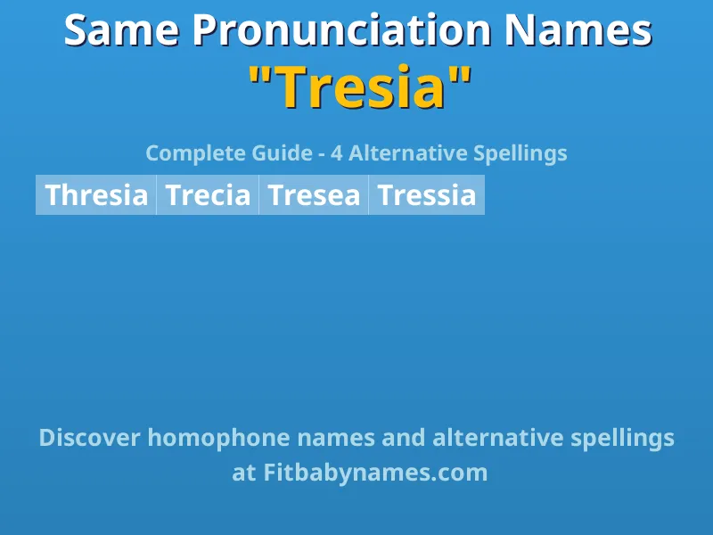 Infographic: Tresia same pronunciation names, similar names, and homophone names