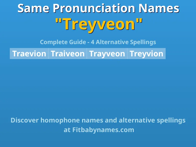 Infographic: Treyveon same pronunciation names, similar names, and homophone names