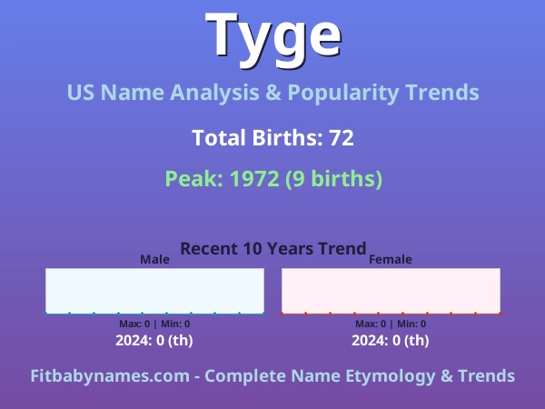 Infographic: Tyge name meaning, origin, and popularity trends in the United States (US baby name analysis chart)