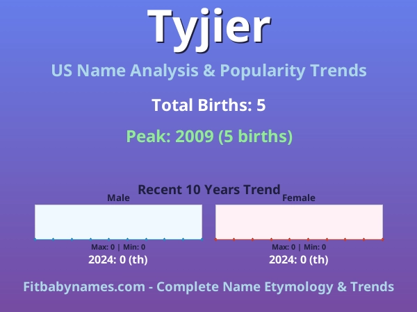 Infographic: Tyjier name meaning, origin, and popularity trends in the United States (US baby name analysis chart)