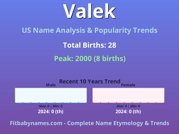 Infographic: Valek name meaning, origin, and popularity trends in the United States (US baby name analysis chart)