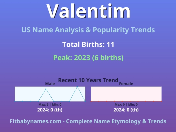 Infographic: Valentim name meaning, origin, and popularity trends in the United States (US baby name analysis chart)