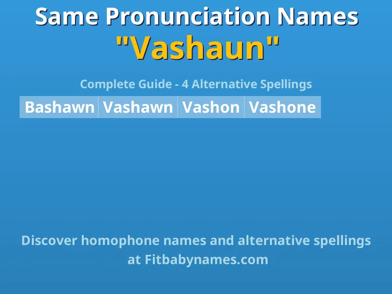 Infographic: Vashaun same pronunciation names, similar names, and homophone names