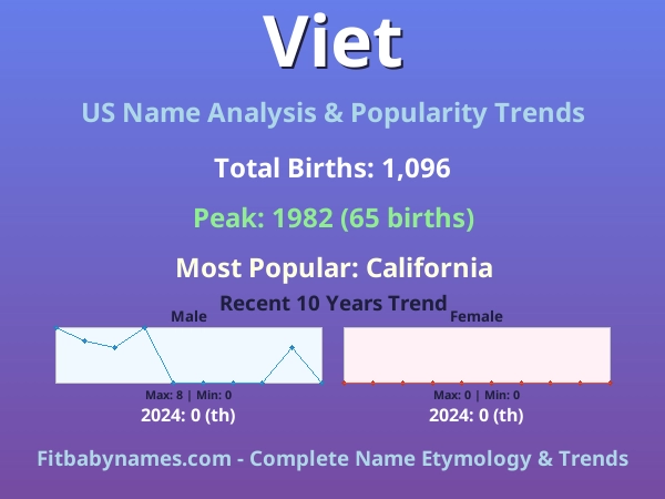 Infographic: Viet name meaning, origin, and popularity trends in the United States (US baby name analysis chart)