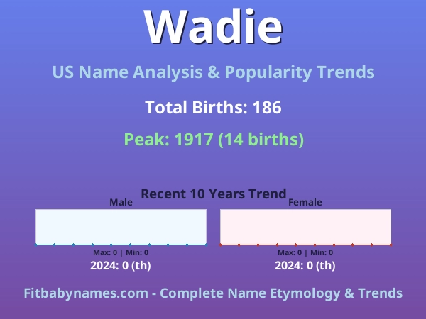 Infographic: Wadie name meaning, origin, and popularity trends in the United States (US baby name analysis chart)