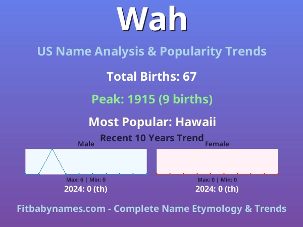 Infographic: Wah name meaning, origin, and popularity trends in the United States (US baby name analysis chart)