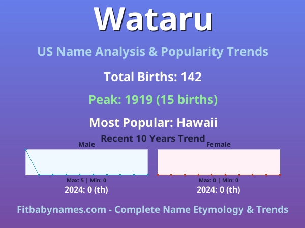 Infographic: Wataru name meaning, origin, and popularity trends in the United States (US baby name analysis chart)