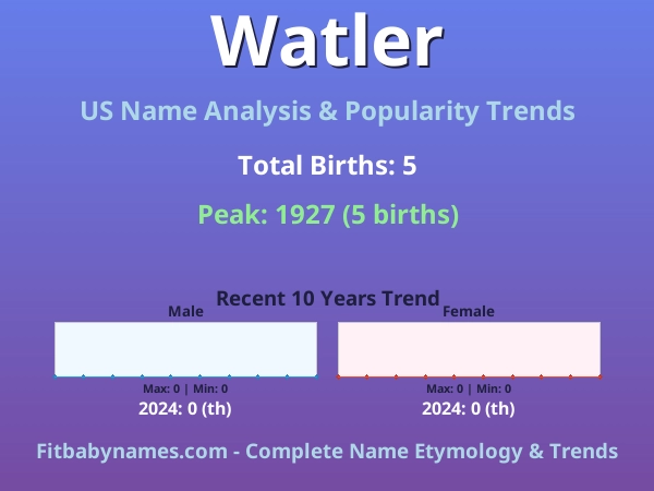 Infographic: Watler name meaning, origin, and popularity trends in the United States (US baby name analysis chart)