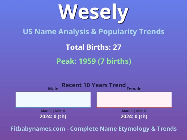 Infographic: Wesely name meaning, origin, and popularity trends in the United States (US baby name analysis chart)