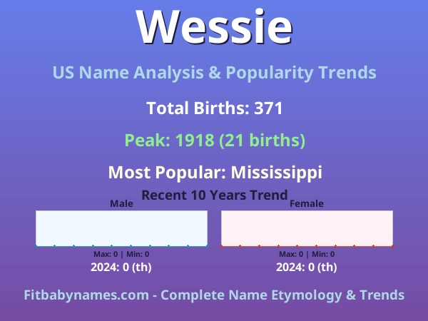 Infographic: Wessie name meaning, origin, and popularity trends in the United States (US baby name analysis chart)