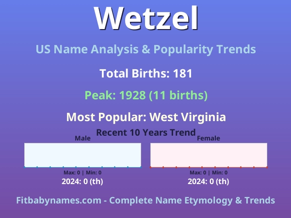Infographic: Wetzel name meaning, origin, and popularity trends in the United States (US baby name analysis chart)