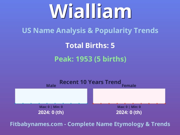 Infographic: Wialliam name meaning, origin, and popularity trends in the United States (US baby name analysis chart)
