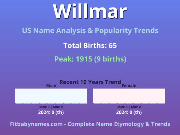 Infographic: Willmar name meaning, origin, and popularity trends in the United States (US baby name analysis chart)