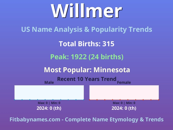 Infographic: Willmer name meaning, origin, and popularity trends in the United States (US baby name analysis chart)