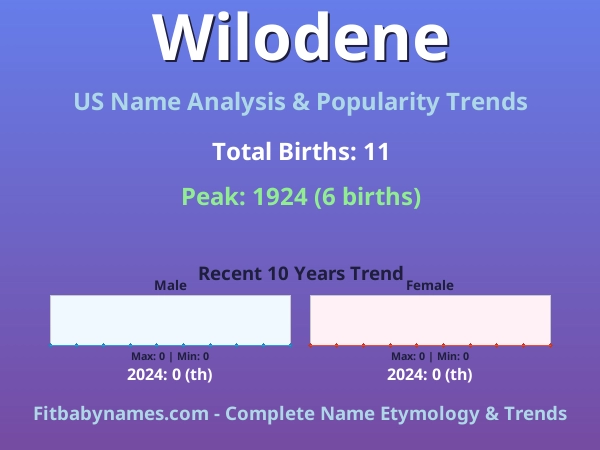 Infographic: Wilodene name meaning, origin, and popularity trends in the United States (US baby name analysis chart)